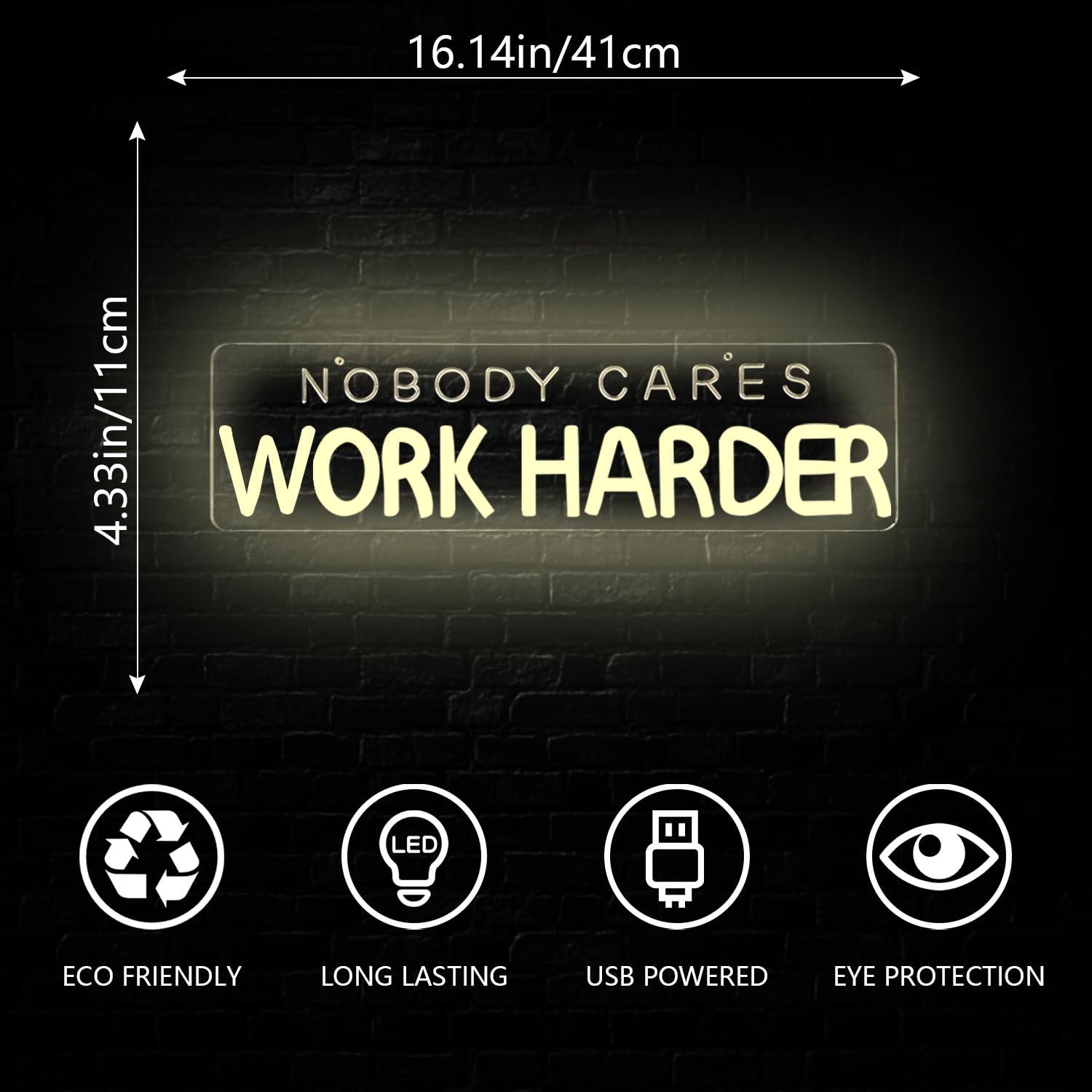 Nobody Cares Work Harder Neon  - Home Gym Neon Sign review and price