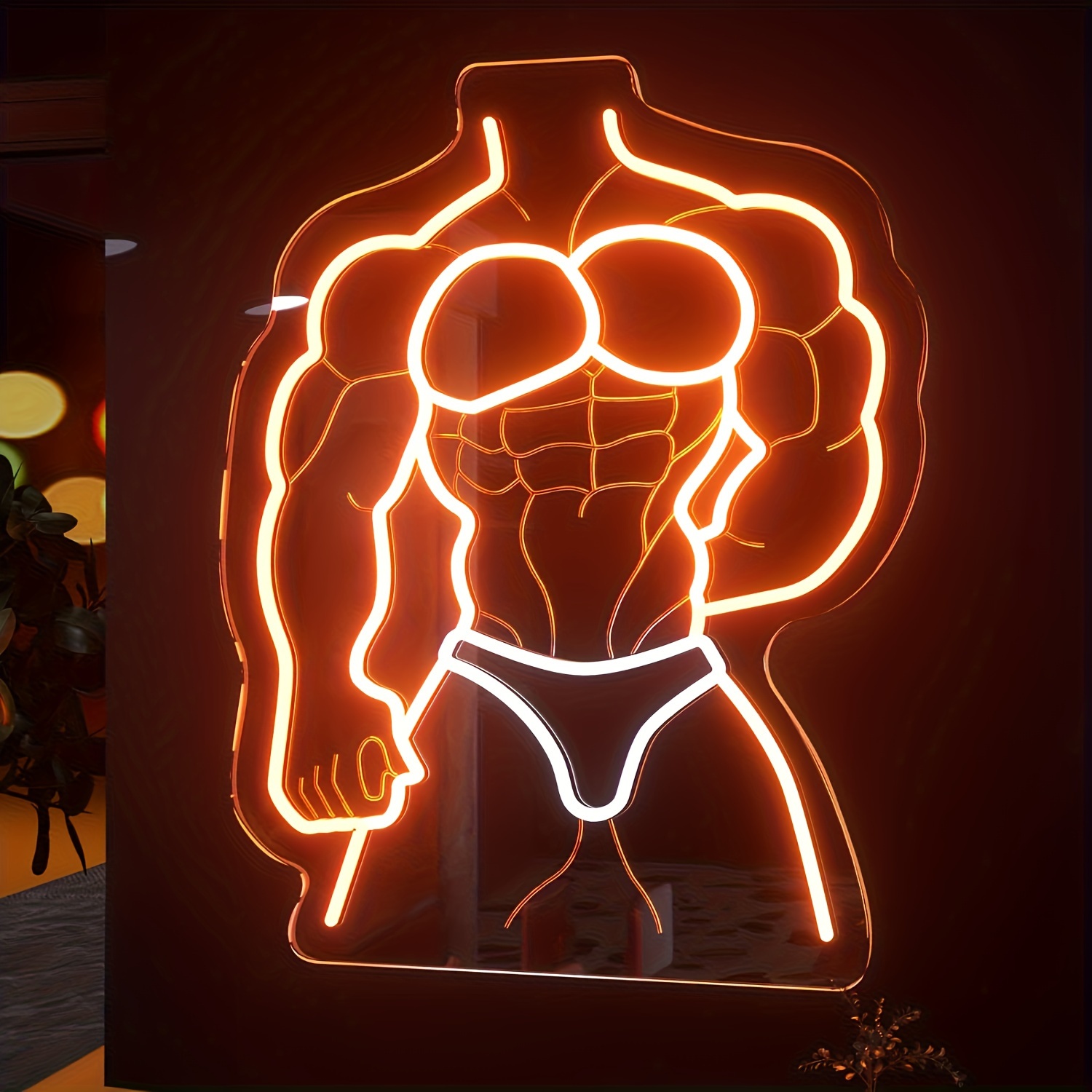 Muscle Man Neon Sign Orange Wh - Home Gym Neon Sign review and price